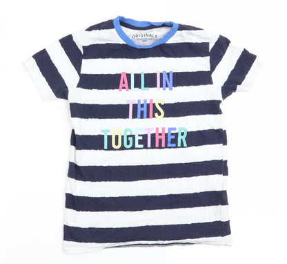 M&S Girls Multicoloured Striped  Basic T-Shirt Size 5-6 Years