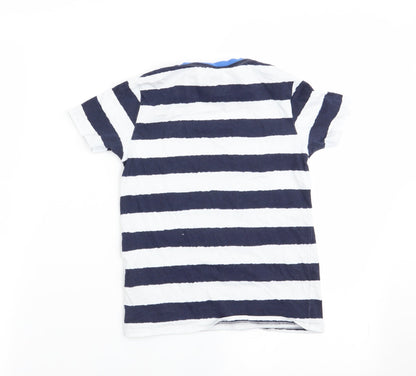 M&S Girls Multicoloured Striped  Basic T-Shirt Size 5-6 Years