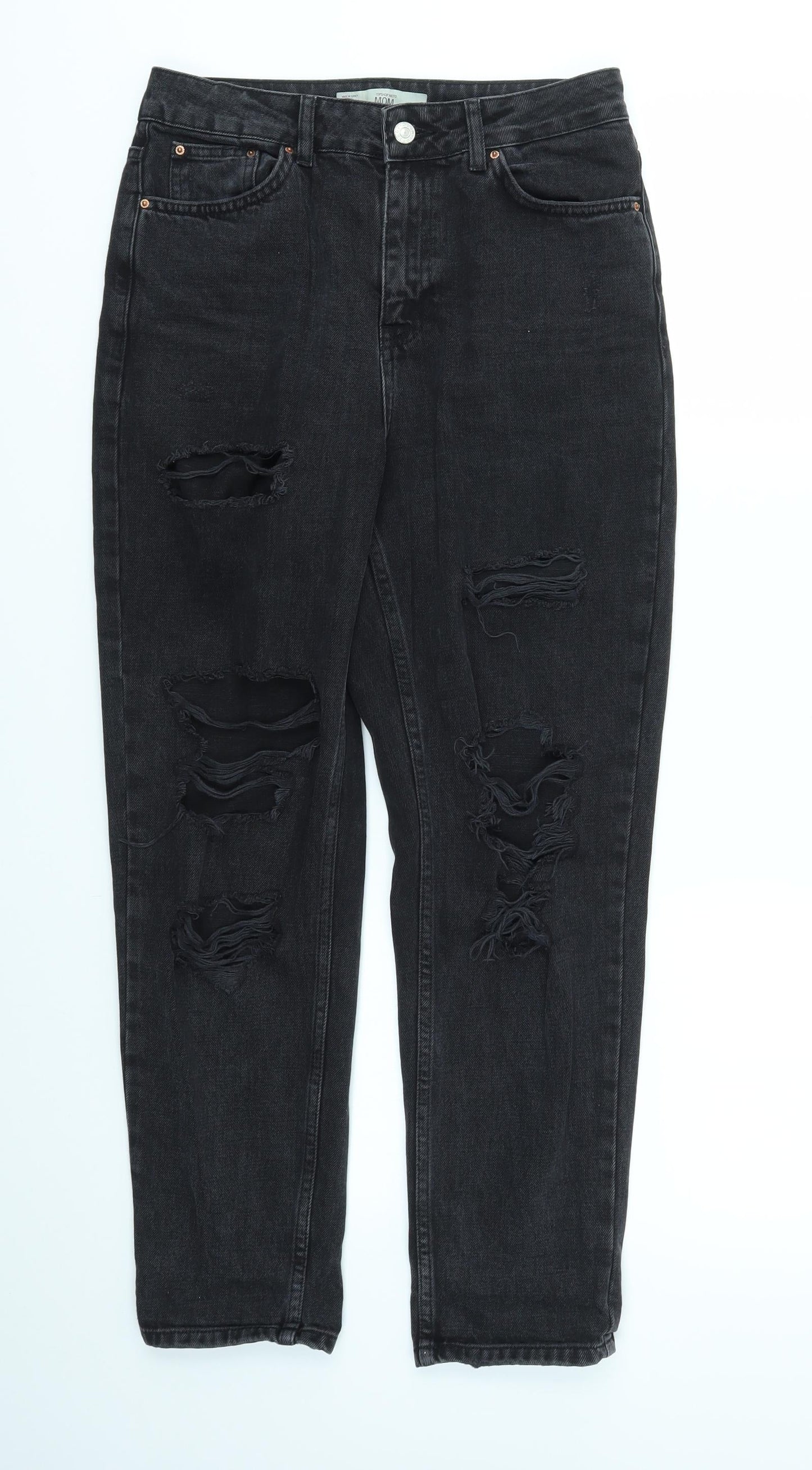 Topshop Womens Black   Straight Jeans Size 28 L30 in
