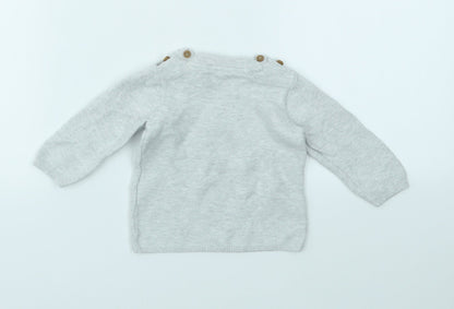 M&S Girls Grey   Pullover Jumper Size 6-9 Months