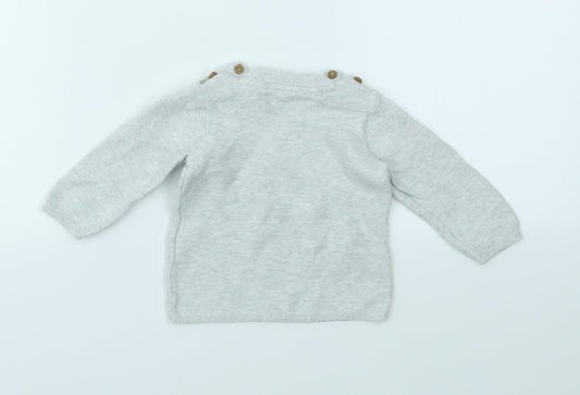 M&S Girls Grey   Pullover Jumper Size 6-9 Months