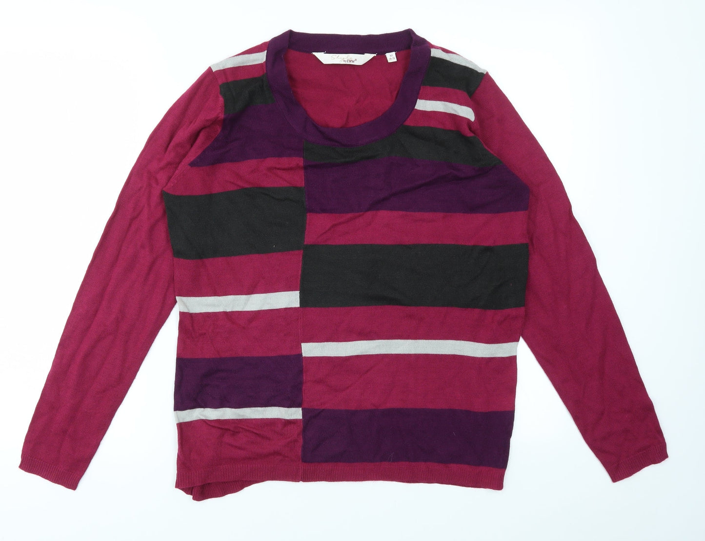 EWM Womens Purple Geometric  Pullover Jumper Size M