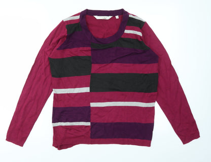 EWM Womens Purple Geometric  Pullover Jumper Size M