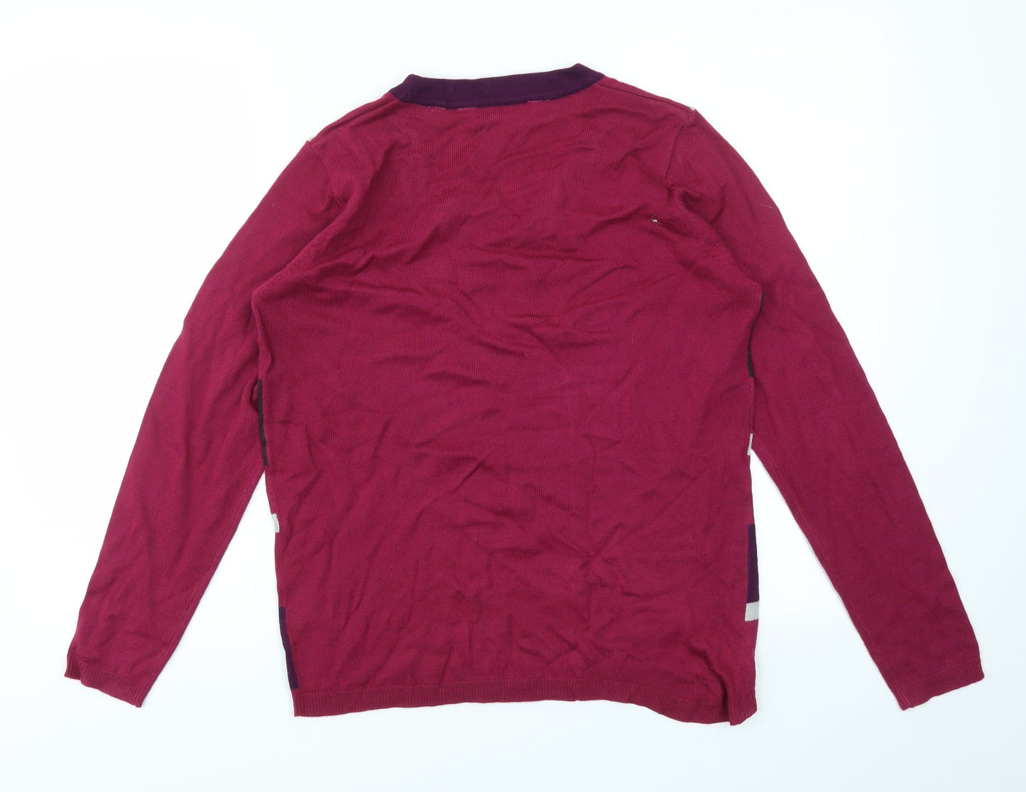 EWM Womens Purple Geometric  Pullover Jumper Size M