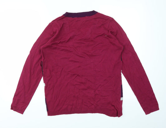 EWM Womens Purple Geometric  Pullover Jumper Size M