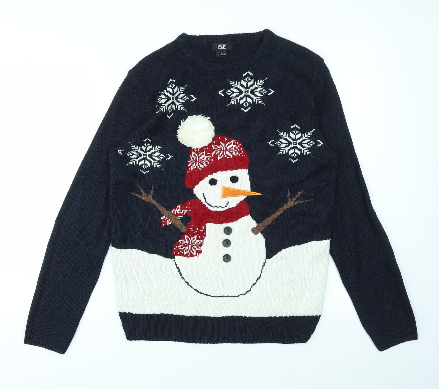 F&F Mens Blue Animal Print  Pullover Sweatshirt Size S