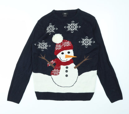 F&F Mens Blue Animal Print  Pullover Sweatshirt Size S