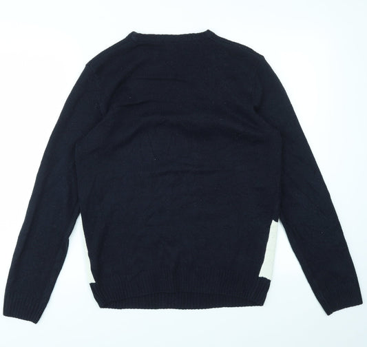 F&F Mens Blue Animal Print  Pullover Sweatshirt Size S