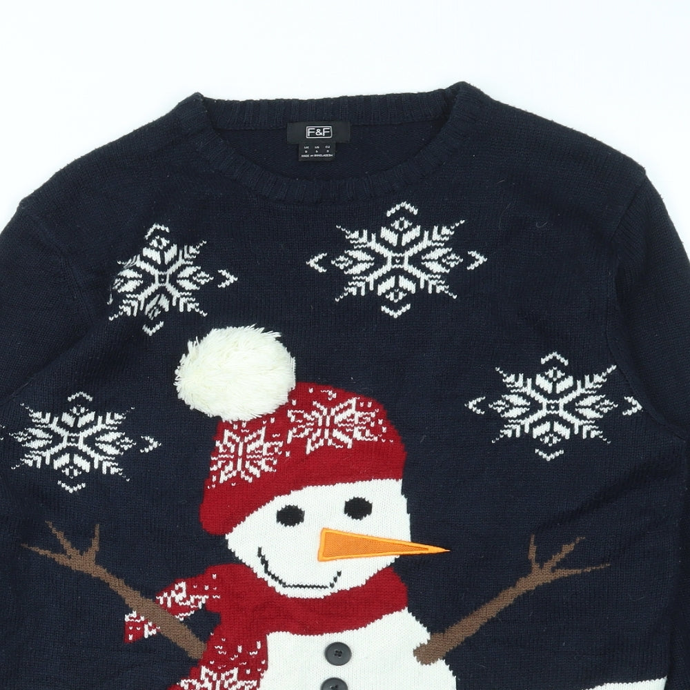 F&F Mens Blue Animal Print  Pullover Sweatshirt Size S