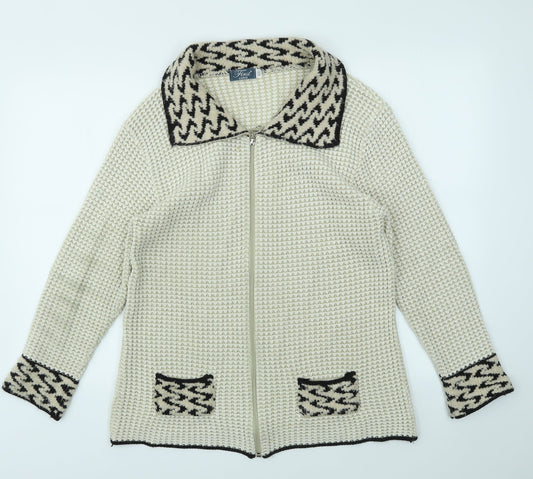 Finest Womens Ivory   Full Zip Jumper Size S