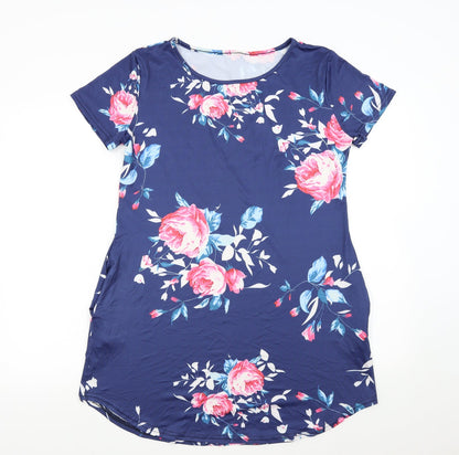 Preworn Womens Black Floral  T-Shirt Dress