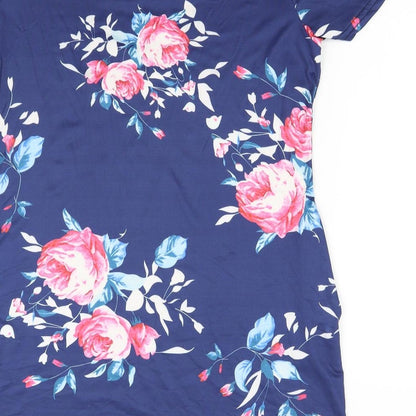 Preworn Womens Black Floral  T-Shirt Dress