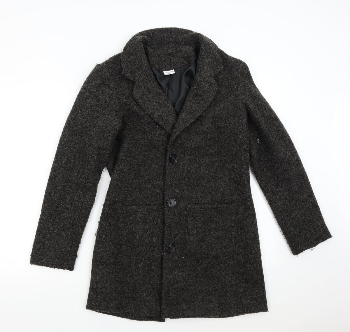 Additional front view of Jaqueline de Young women’s grey overcoat coat, size M