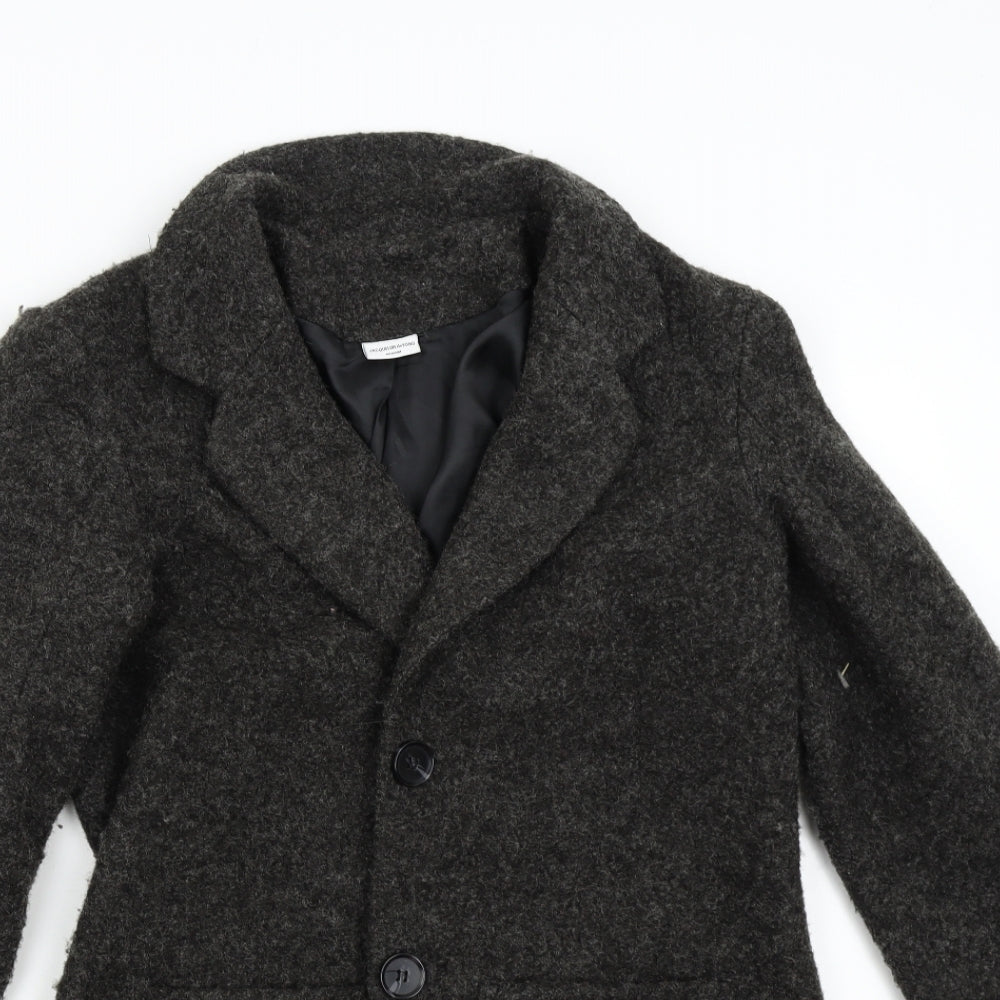 Close-up detail of Jaqueline de Young women’s grey overcoat coat, size M