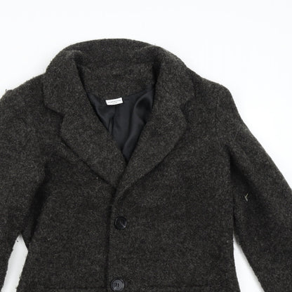 Close-up detail of Jaqueline de Young women’s grey overcoat coat, size M