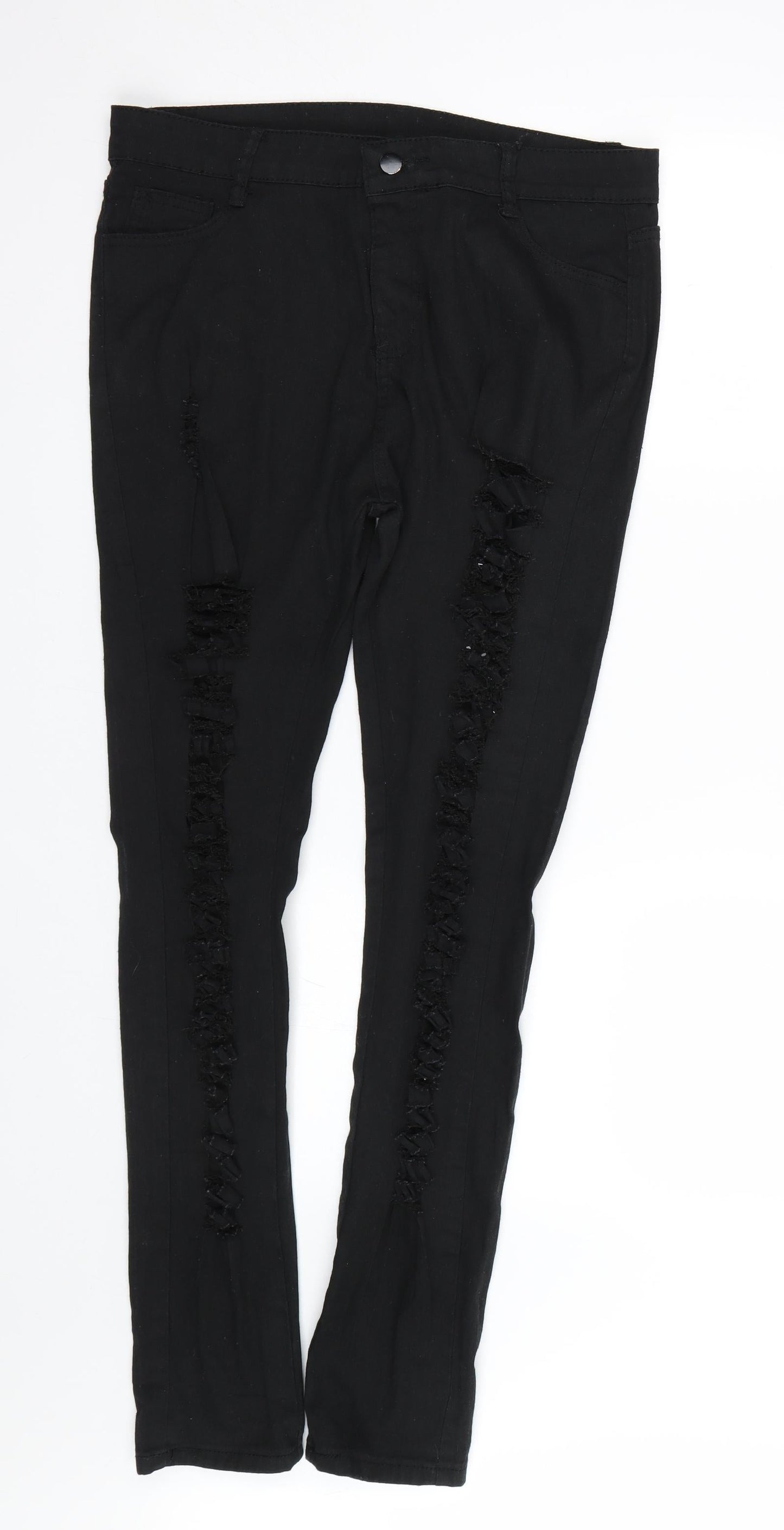 Womens UK Size XL Preworn Regular Fit Skinny Black Jeans