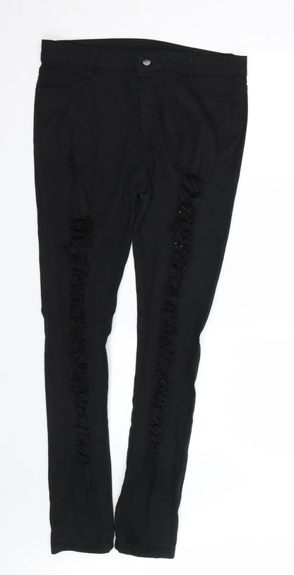 Womens UK Size XL Preworn Regular Fit Skinny Black Jeans