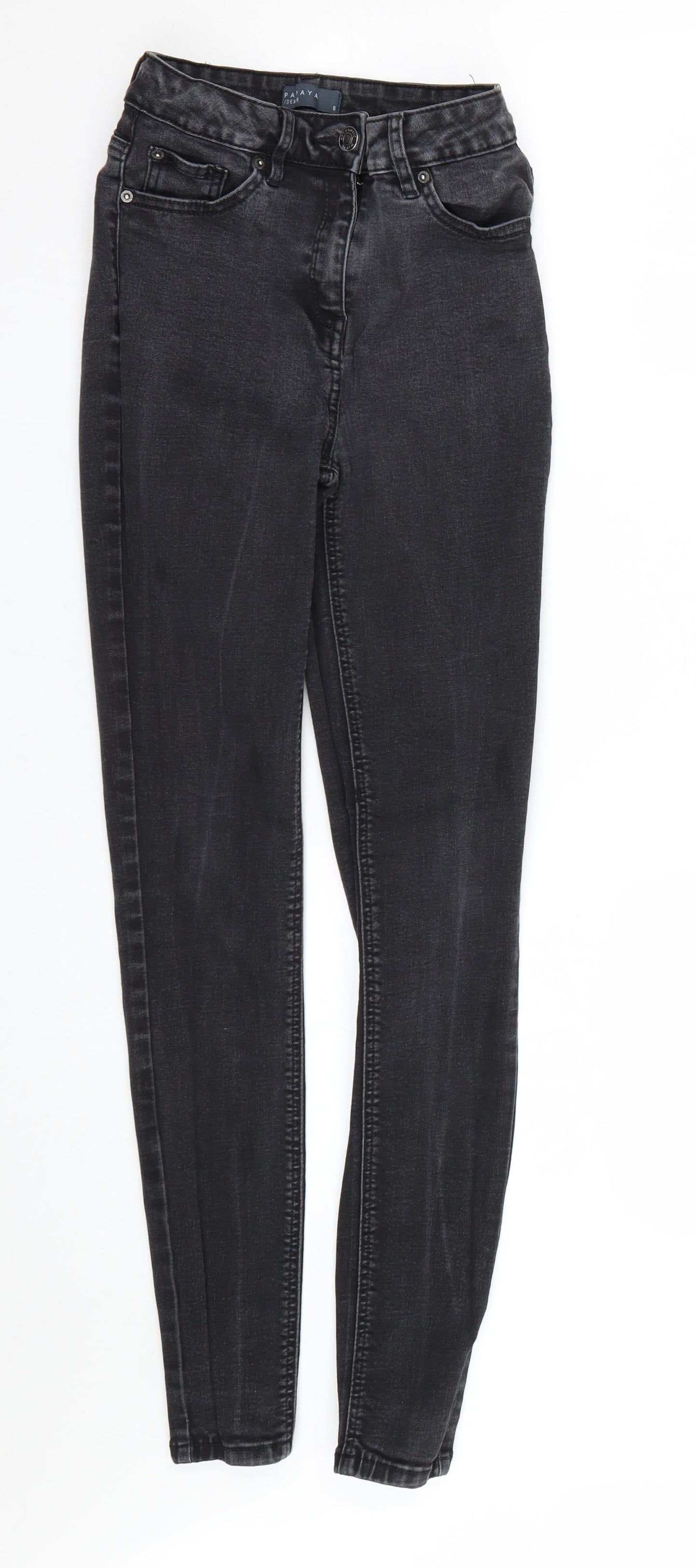 Womens UK Size 8 Papaya Regular Fit Skinny Black Jeans