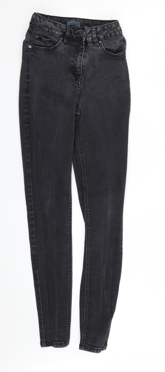 Womens UK Size 8 Papaya Regular Fit Skinny Black Jeans