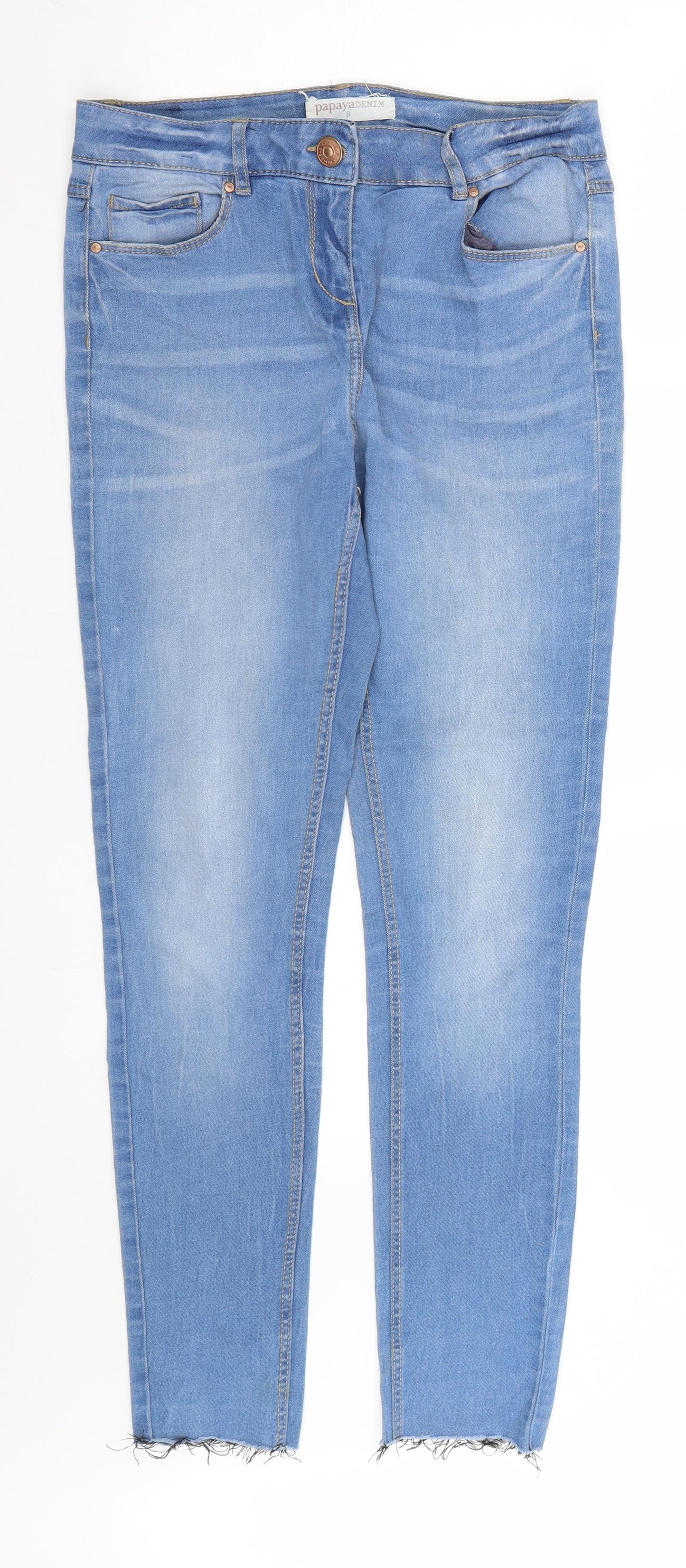 Womens UK Size 8 Papaya Regular Fit Skinny Blue Jeans