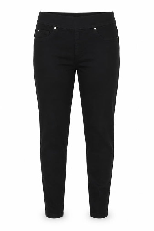 Front view of Denim Co women’s black jegging jeans, size UK 10, 27-inch leg