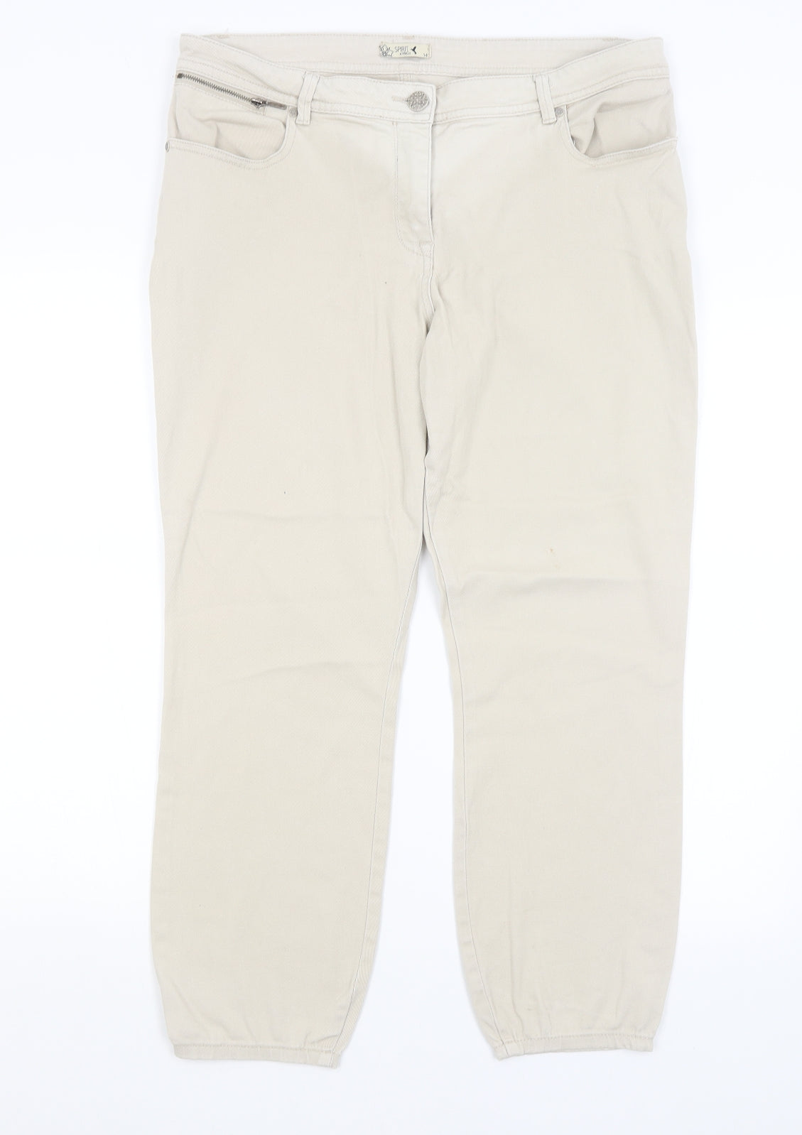 M&Co Womens Beige   Mom Jeans Size 14 L26 in