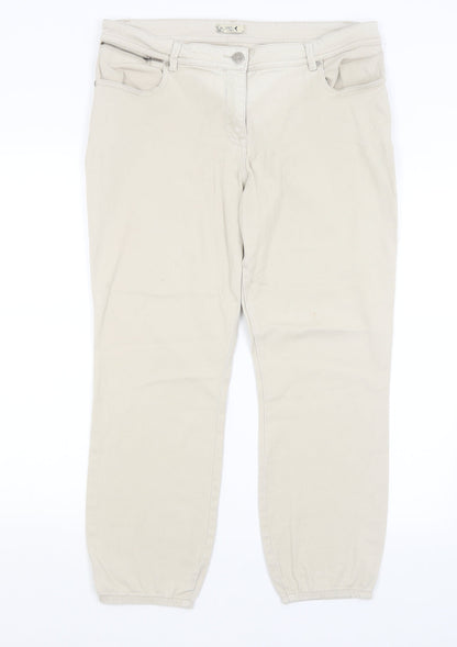 M&Co Womens Beige   Mom Jeans Size 14 L26 in