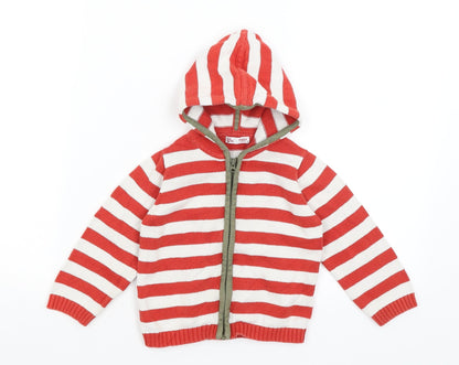 DP Girls Red Striped  Full Zip Hoodie Size 2 Years