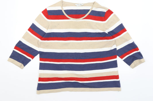 David Neiper Womens Beige Striped  Pullover Jumper Size 18