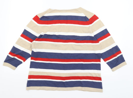 David Neiper Womens Beige Striped  Pullover Jumper Size 18