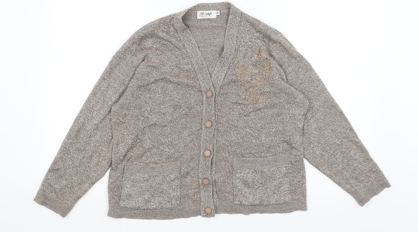 Womens UK Size S Care Brown Cardigan Jumper