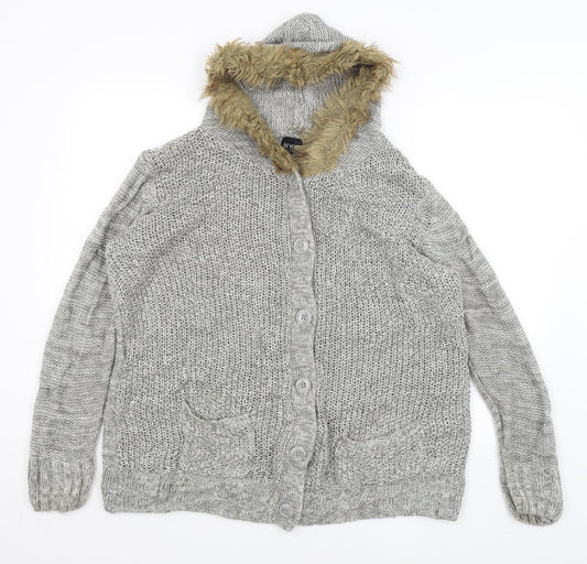 Be You Womens Grey   Cardigan Jumper Size 16