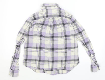 Uniqlo Womens Purple Plaid  Basic Button-Up Size 2XS