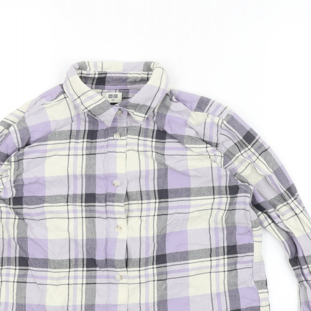 Uniqlo Womens Purple Plaid  Basic Button-Up Size 2XS
