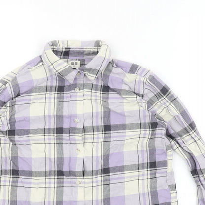 Uniqlo Womens Purple Plaid  Basic Button-Up Size 2XS