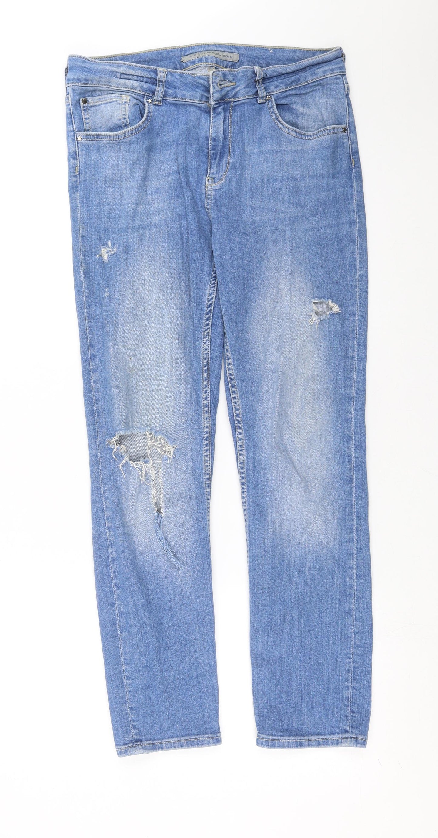 sivian heach Womens Blue  Denim Straight Jeans Size 30 in L28 in