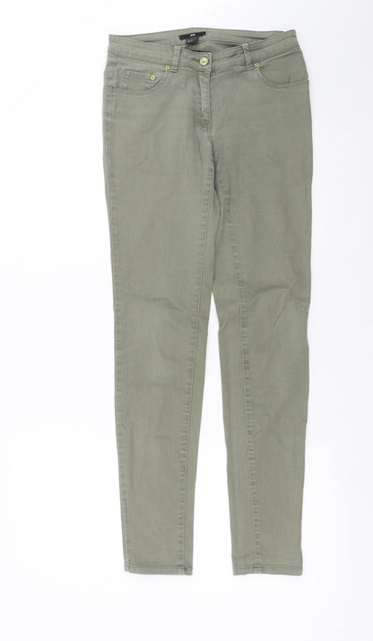 Womens UK Size 8 H&M Extra-Slim Fit Skinny Green Jeans