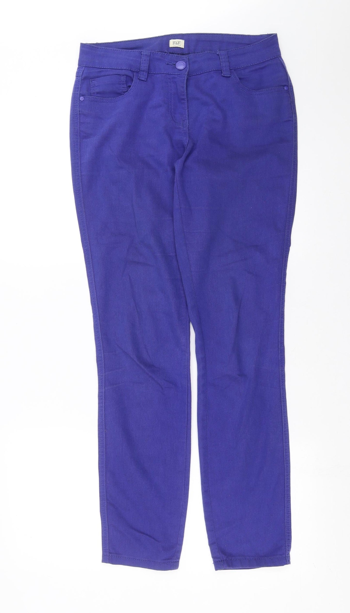 F&F Womens Blue  Denim Skinny Jeans Size 10 L30 in