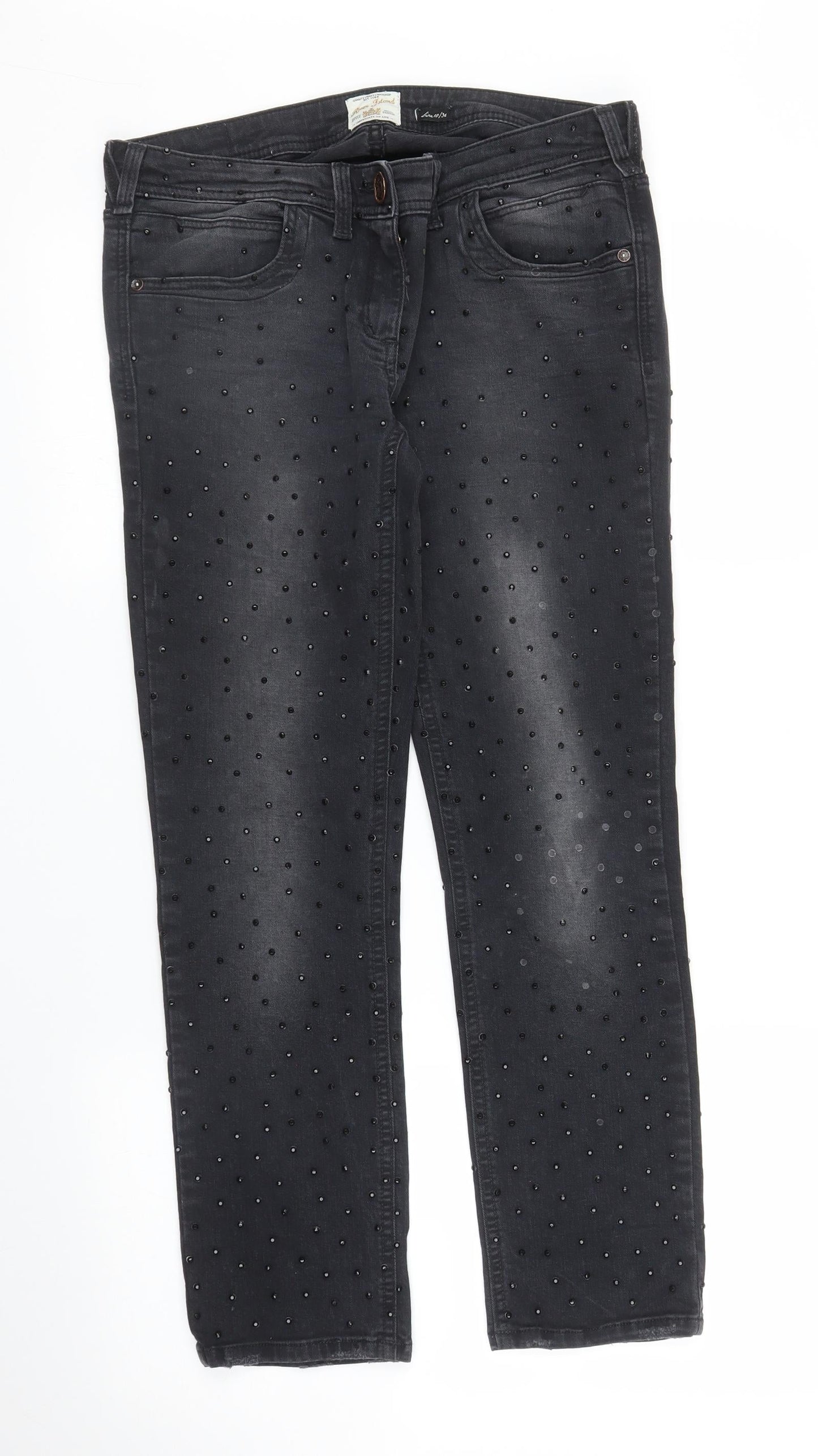 River Island Womens Black  Denim Tapered Jeans Size 10 L25 in