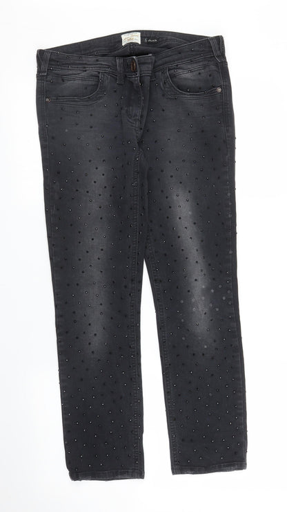 River Island Womens Black  Denim Tapered Jeans Size 10 L25 in