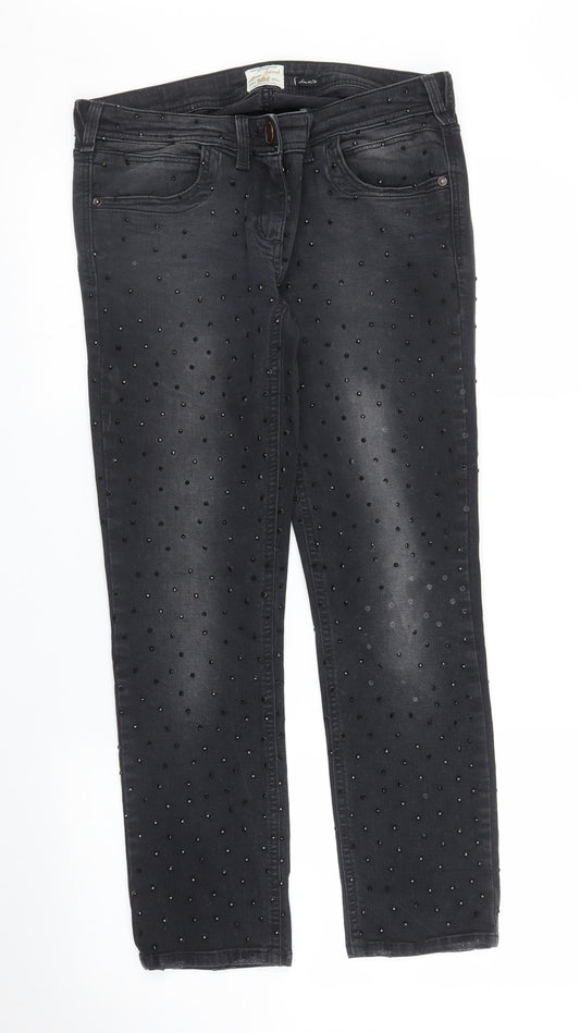 River Island Womens Black  Denim Tapered Jeans Size 10 L25 in