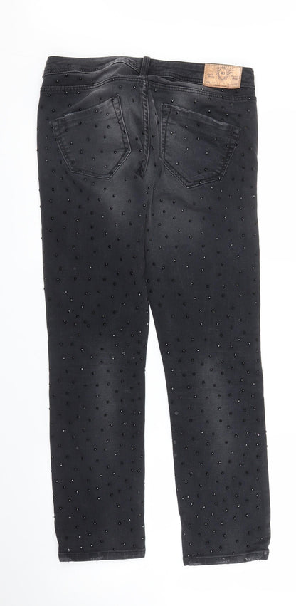 River Island Womens Black  Denim Tapered Jeans Size 10 L25 in