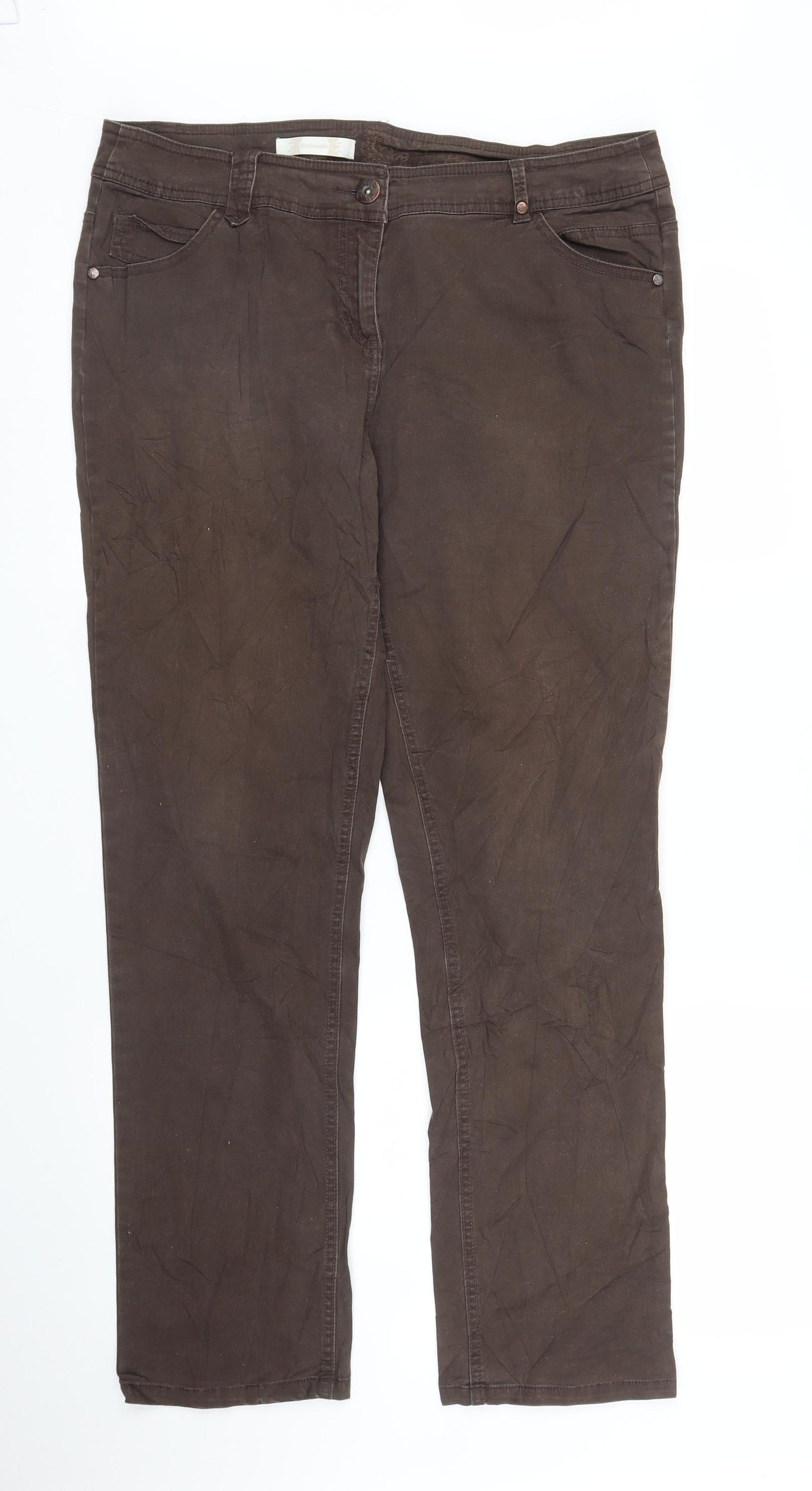 Womens UK Size 14 BHS Regular Fit Carpenter Brown Trousers