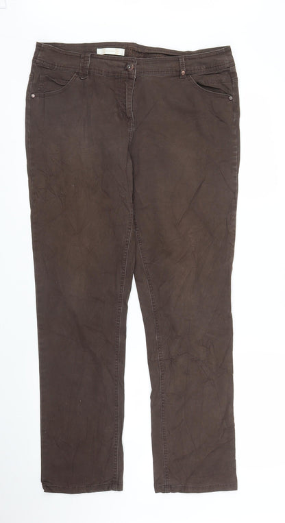 Womens UK Size 14 BHS Regular Fit Carpenter Brown Trousers