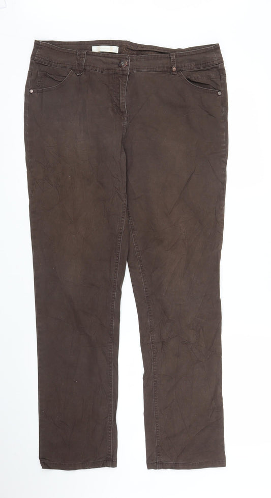 Womens UK Size 14 BHS Regular Fit Carpenter Brown Trousers
