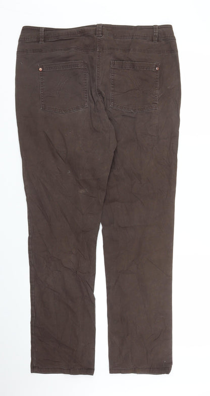 Womens UK Size 14 BHS Regular Fit Carpenter Brown Trousers