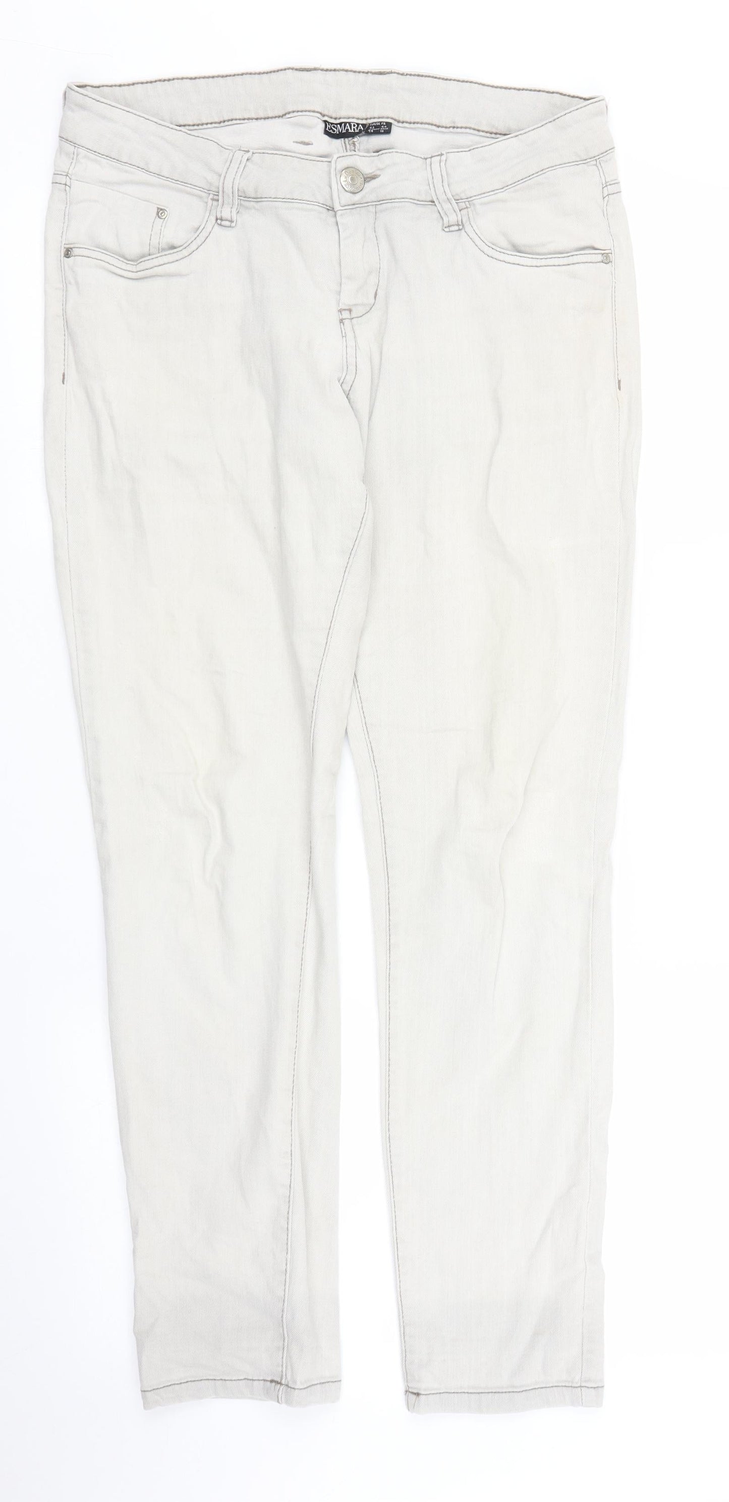 Womens UK Size 16 ESMARA Regular Fit Capri Beige Trousers