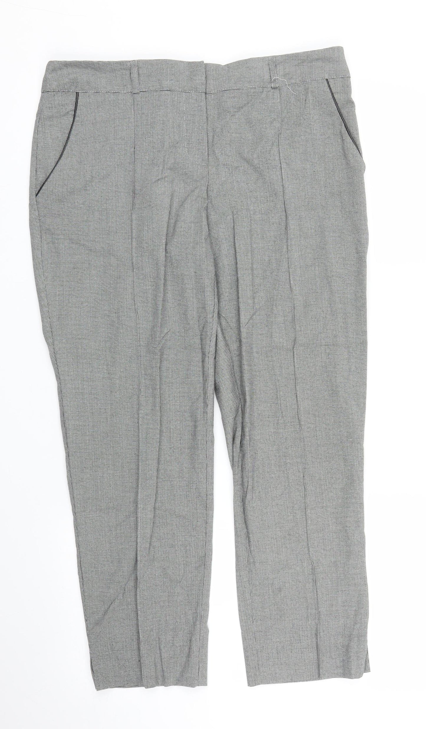 Miss Selfridge Womens Grey Houndstooth  Pedal Pusher Trousers Size 12 L24 in