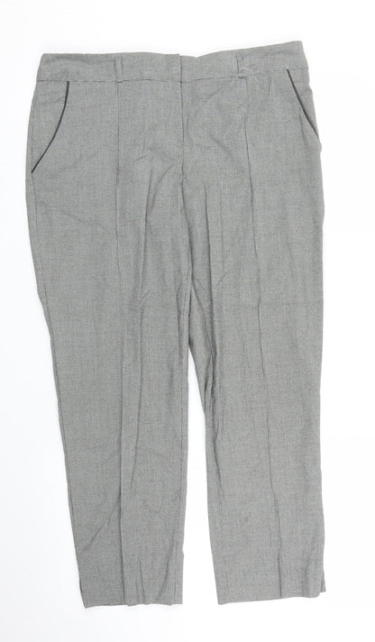 Miss Selfridge Womens Grey Houndstooth  Pedal Pusher Trousers Size 12 L24 in