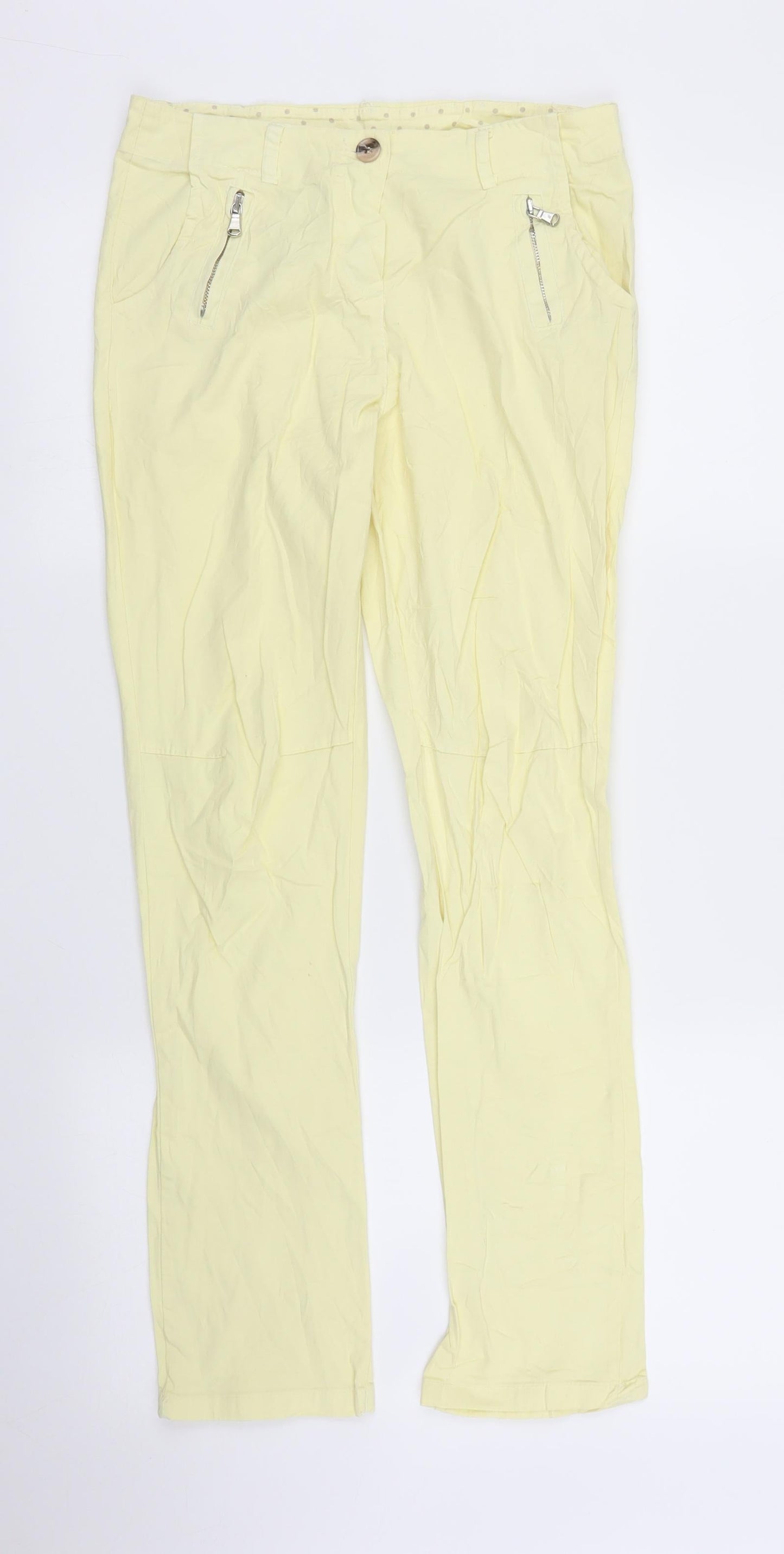Womens UK Size S Preworn Regular Fit Chino Yellow Trousers